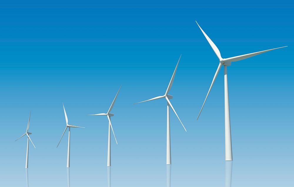 Three dimensional image of wind turbines