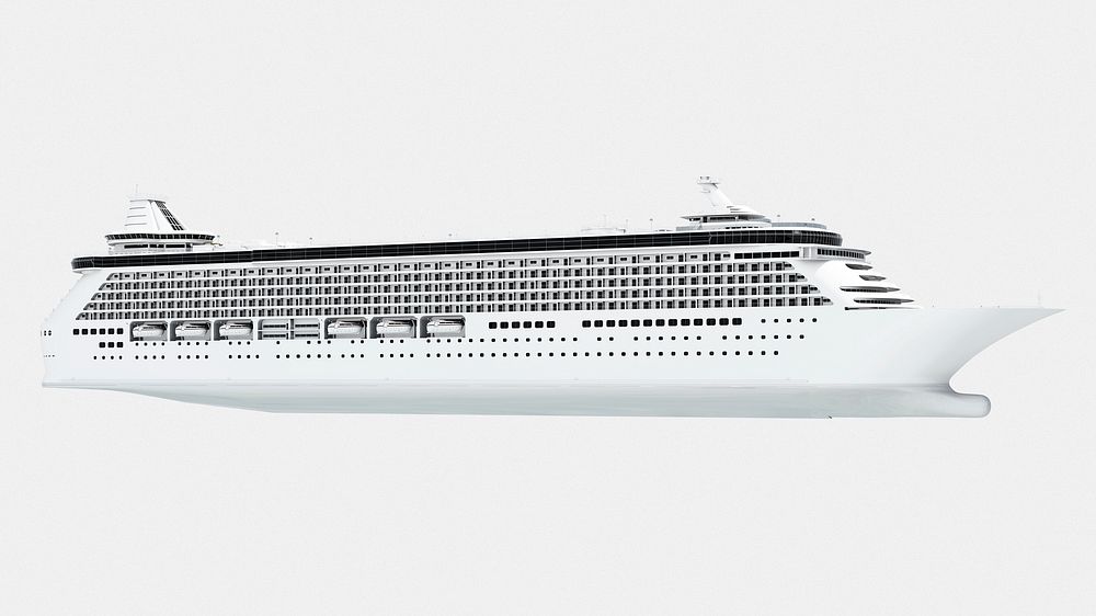 3D cruise ship starboard, luxury boat psd