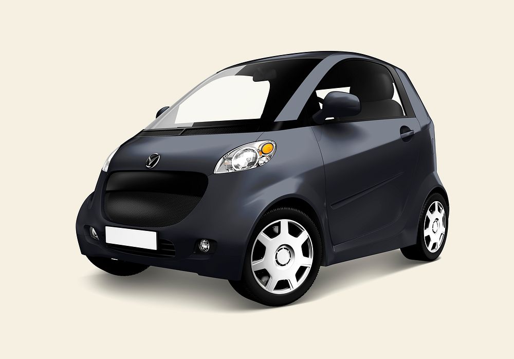 Side view of a gray microcar in 3D