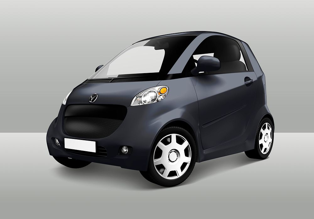 Side view of a gray microcar in 3D