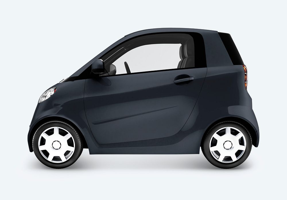 Side view of a gray microcar in 3D