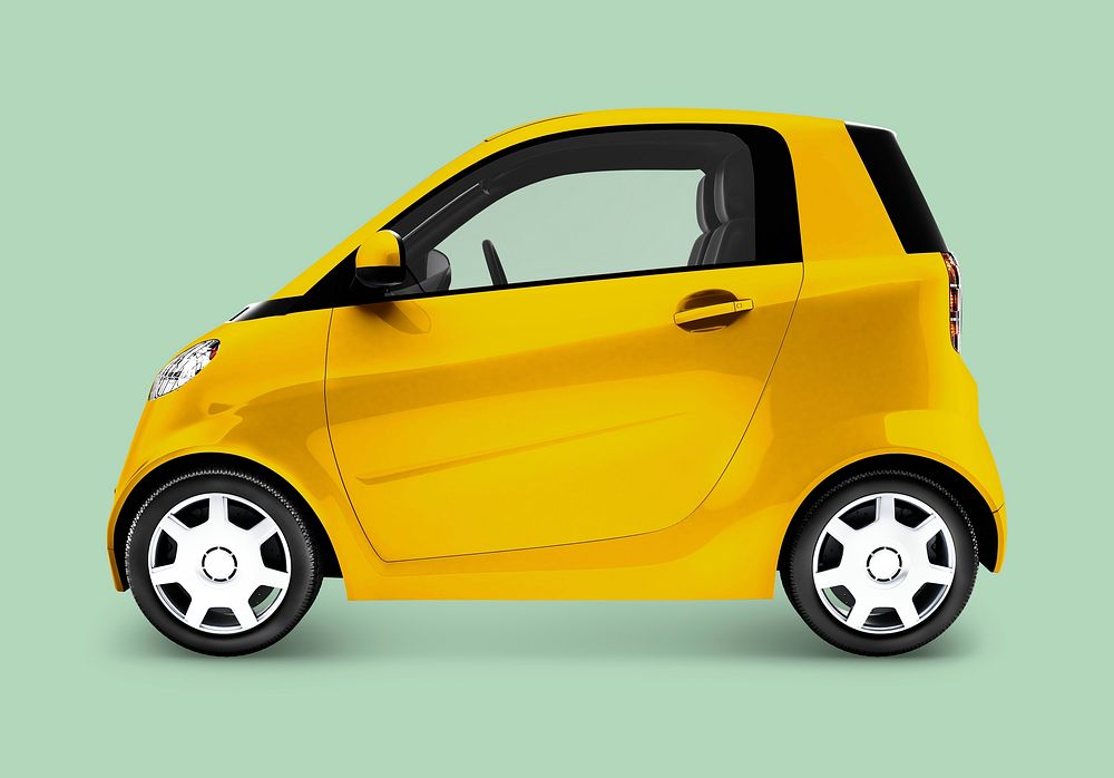 Side view yellow microcar 3D | Premium PSD - rawpixel