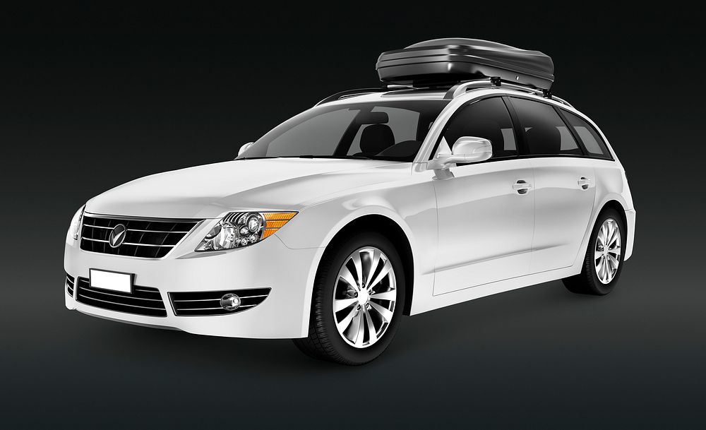 Side view of a white SUV in 3D