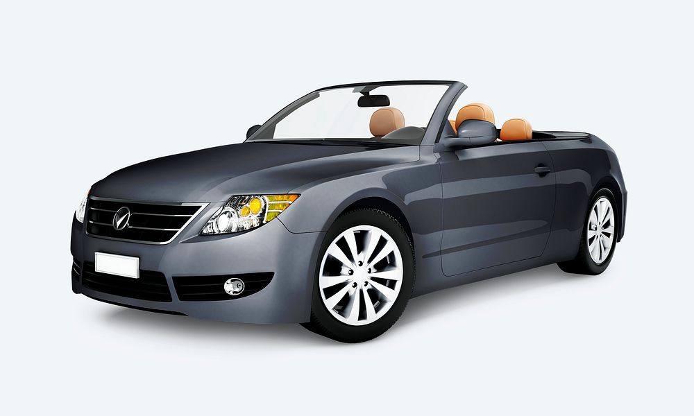 Side view of a gray convertible in 3D