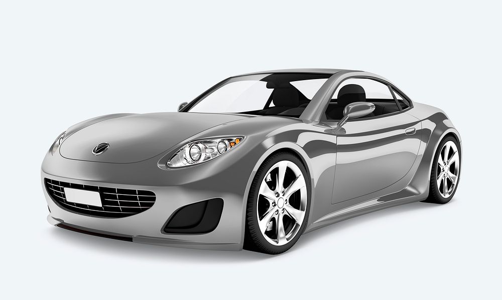 Side view of a silver sports car in 3D