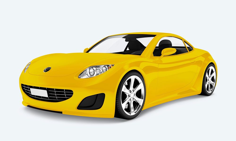 Side view of a yellow sports car in 3D