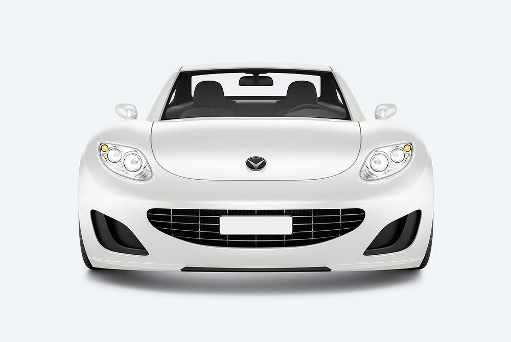 Front view of a white sports car in 3D