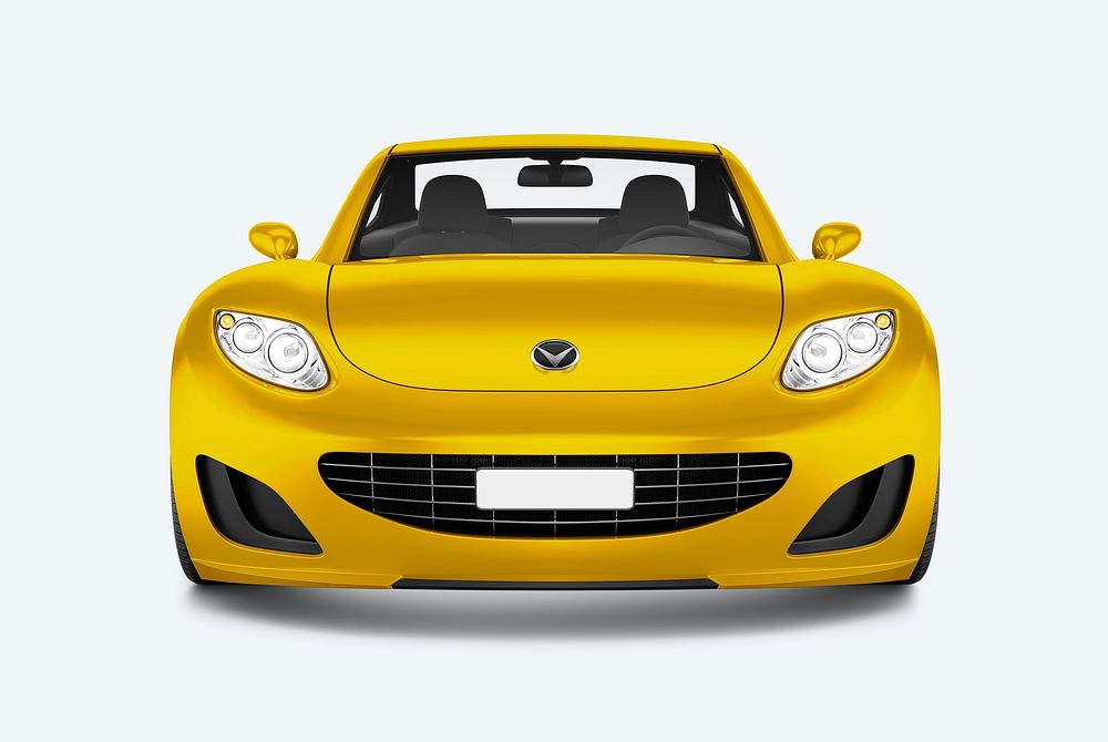 Front view of a yellow sports car in 3D