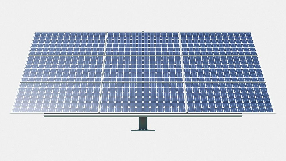 Solar panel 3D clipart, eco-friendly power generator
