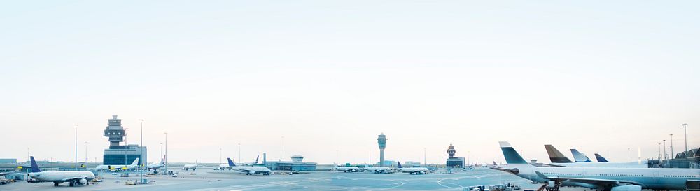 Panorama of the tarmac at an airport