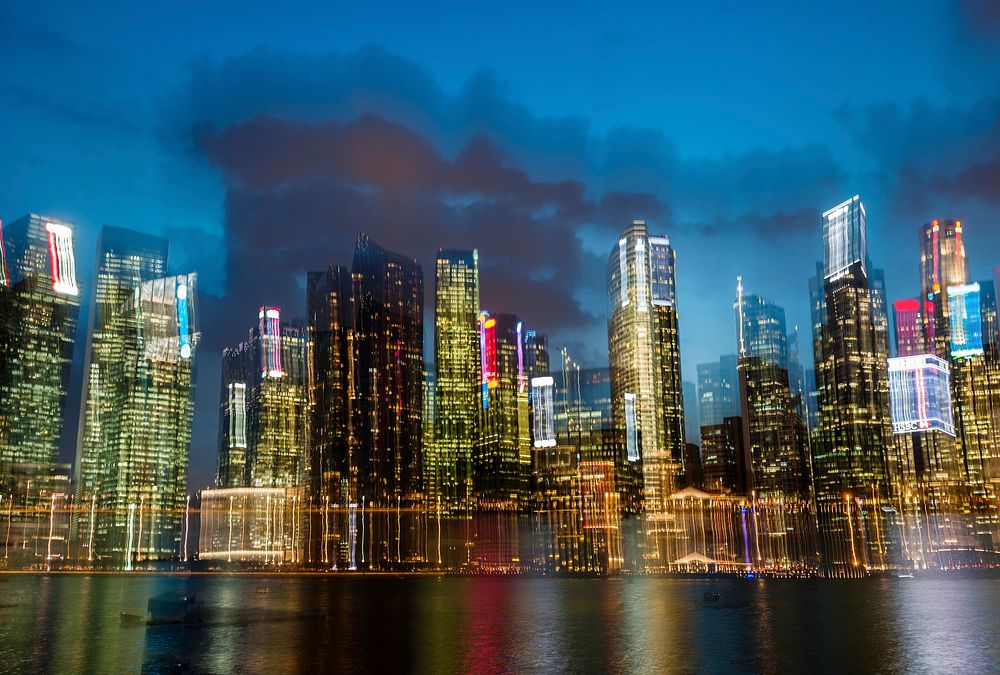 The skyscrapers of Hong Kong by night