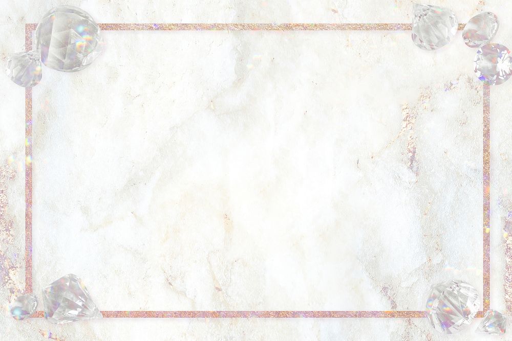 Rectangle crystal frame on marble background