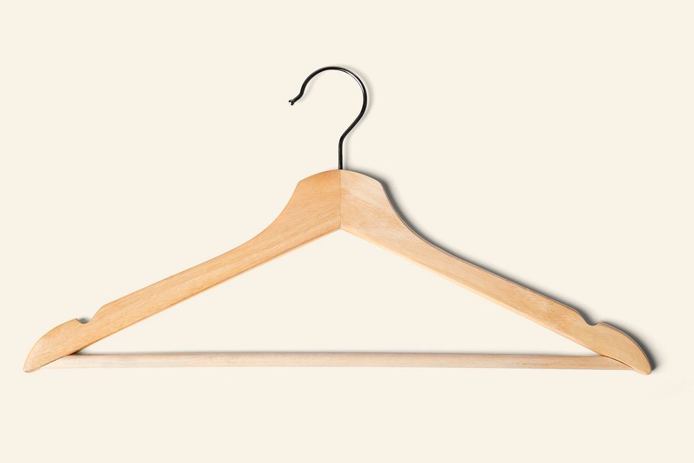 Wooden clothes hanger mockup psd