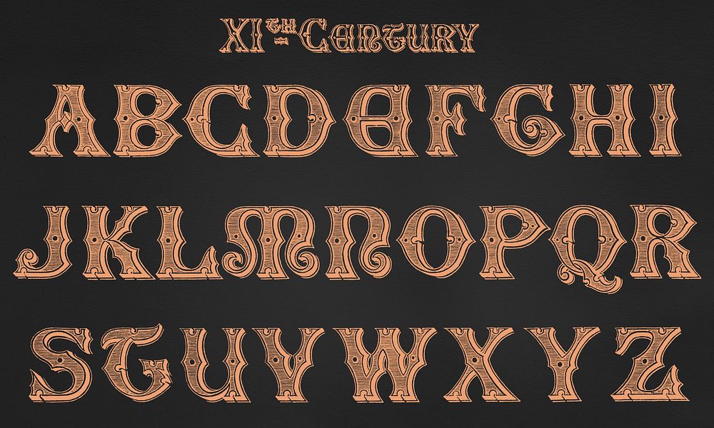 11th-century calligraphy fonts from Draughtsman's Alphabets by Hermann Esser (1845&ndash;1908). Digitally enhanced from our…