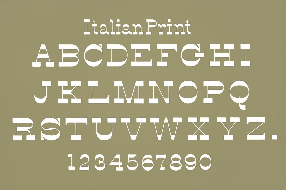 Italian print fonts from Draughtsman's Alphabets by Hermann Esser (1845&ndash;1908). Digitally enhanced from our own 5th…