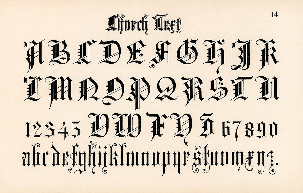 Church text fonts from Draughtsman's Alphabets by https://www.rawpixel.com/search/Hermann%20Esser?Hermann Esser…
