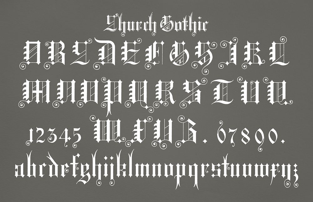Church gothic calligraphy fonts from Draughtsman's Alphabets by Hermann Esser (1845&ndash;1908). Digitally enhanced from our…