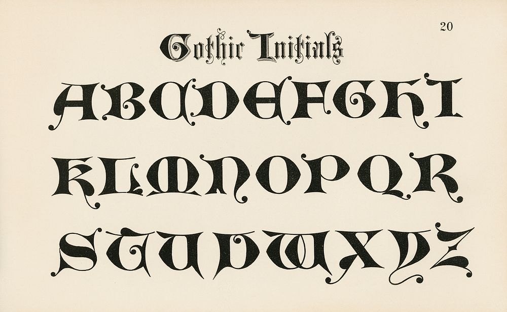 Gothic initials fonts from Draughtsman's Alphabets by Hermann Esser (1845&ndash;1908). Digitally enhanced from our own 5th…