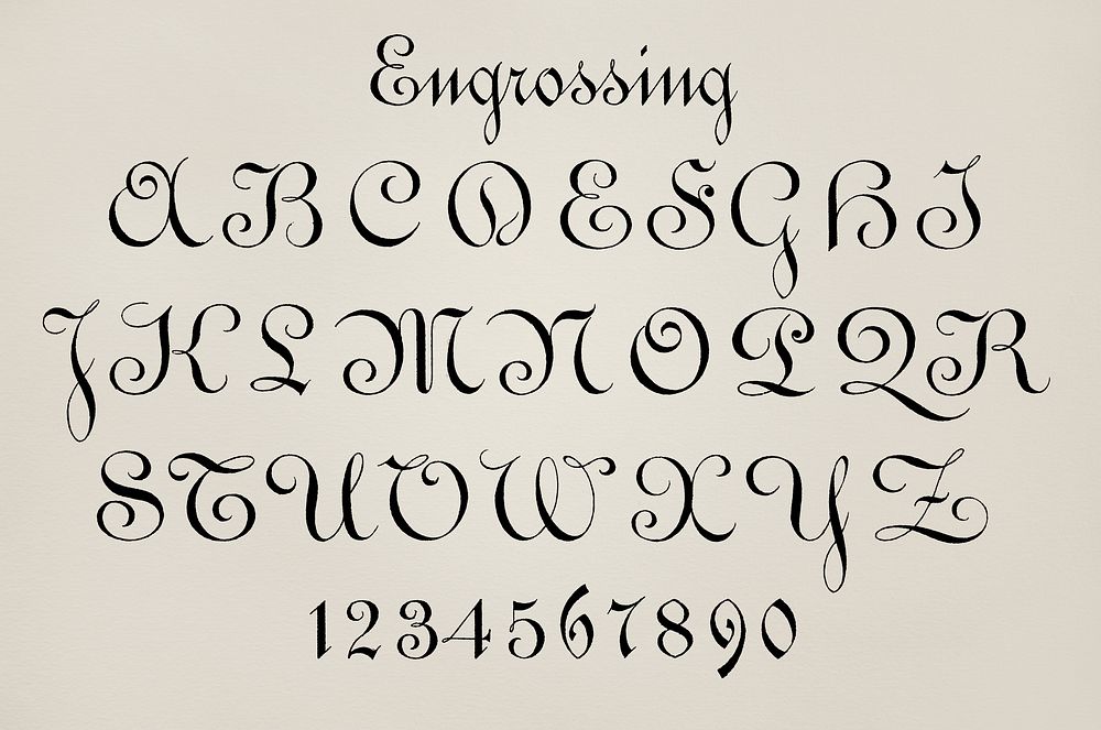 Engrossing fonts used during the late 18th-19th century from Draughtsman's Alphabets by Hermann Esser (1845&ndash;1908).…