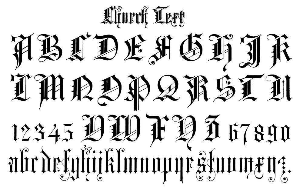 Church text fonts from Draughtsman's Alphabets by Hermann Esser (1845&ndash;1908). Digitally enhanced from our own 5th…