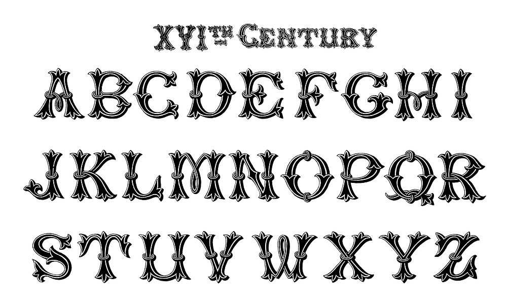 16th-century calligraphy fonts from Draughtsman's Alphabets by Hermann Esser (1845&ndash;1908). Digitally enhanced from our…