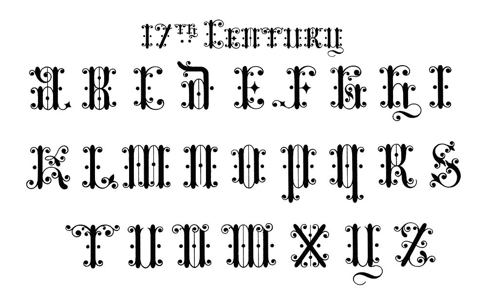 17th-century calligraphy fonts from Draughtsman's Alphabets by Hermann Esser (1845&ndash;1908). Digitally enhanced from our…