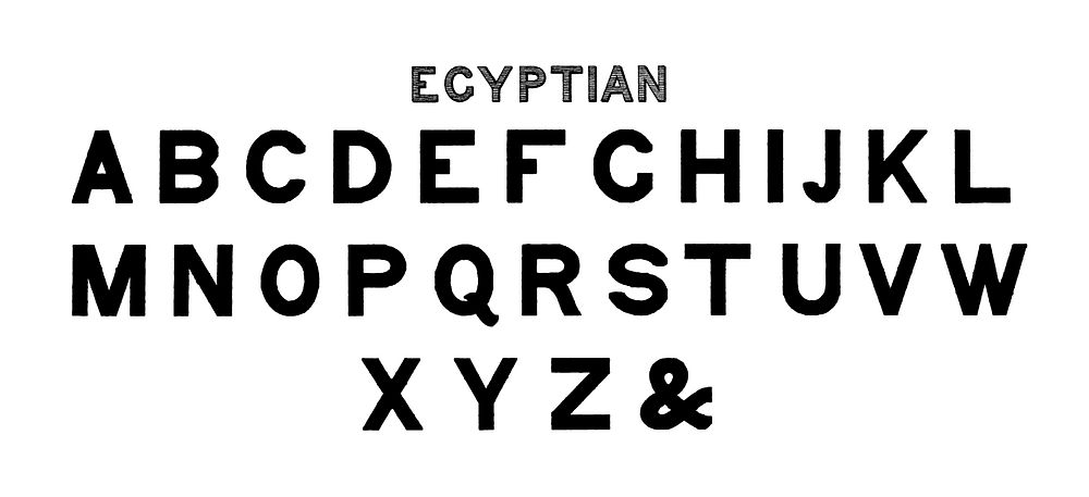 Egyptian style calligraphy fonts from Draughtsman's Alphabets by Hermann Esser (1845&ndash;1908). Digitally enhanced from…