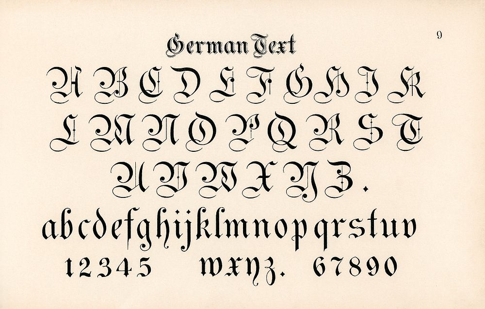 German style calligraphy fonts from Draughtsman's Alphabets by Hermann Esser (1845&ndash;1908). Digitally enhanced from our…