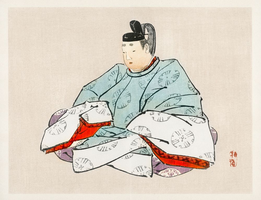 Shogun by Kōno Bairei (1844-1895). Digitally enhanced from our own original 1913 edition of Barei Gakan. 