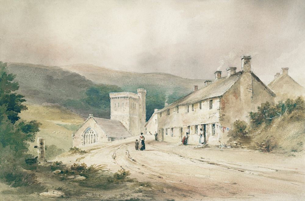 Landscape with cottage and church (1831) by Conrad Martens. Original from Museum of New Zealand. Digitally enhanced by…