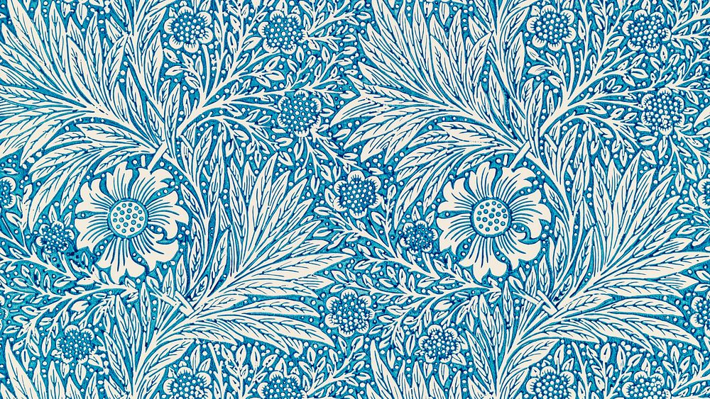 Blue pattern wallpaper, William Morris marigold desktop background