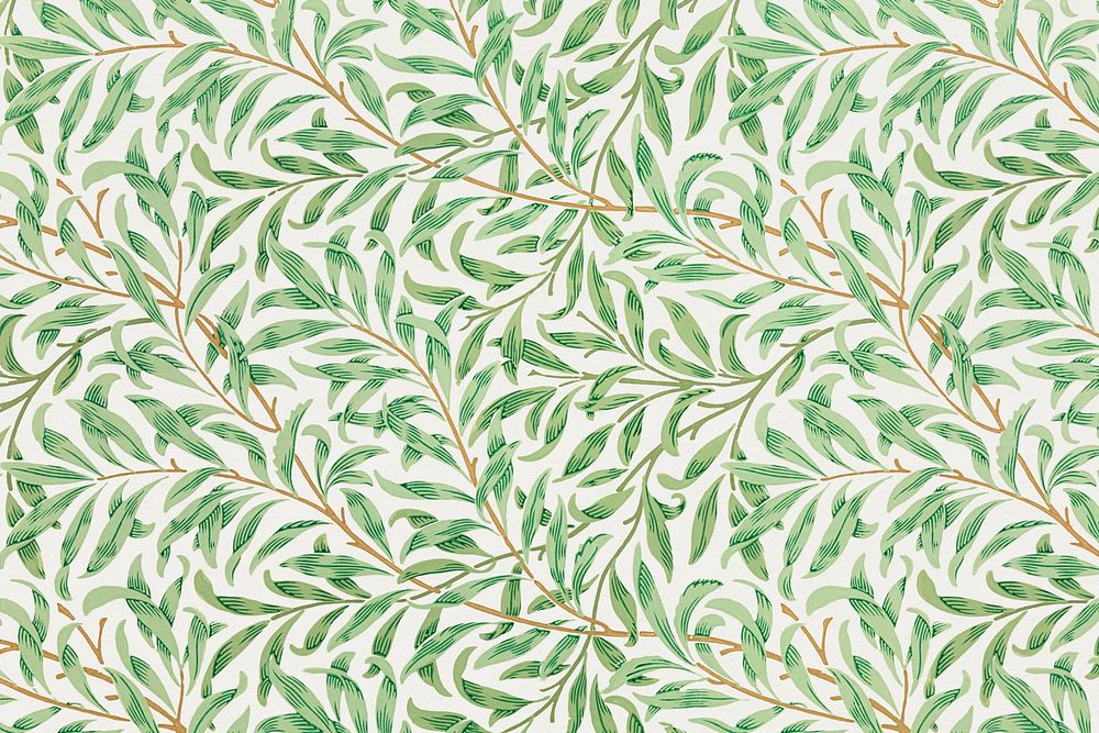 William Morris willow bough pattern background, vintage green, nature illustration psd
