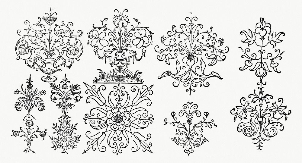 Vintage ornaments from New Modelb&uuml;ch (1615) by Andreas Bretschneider (1578&ndash;1640). Original from The MET Museum.…