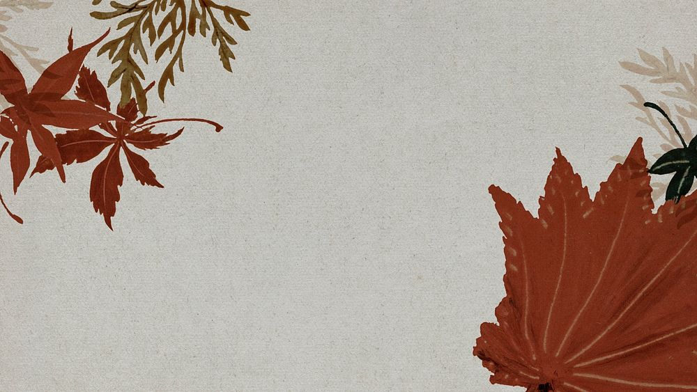 Maple leaves on paper texture background