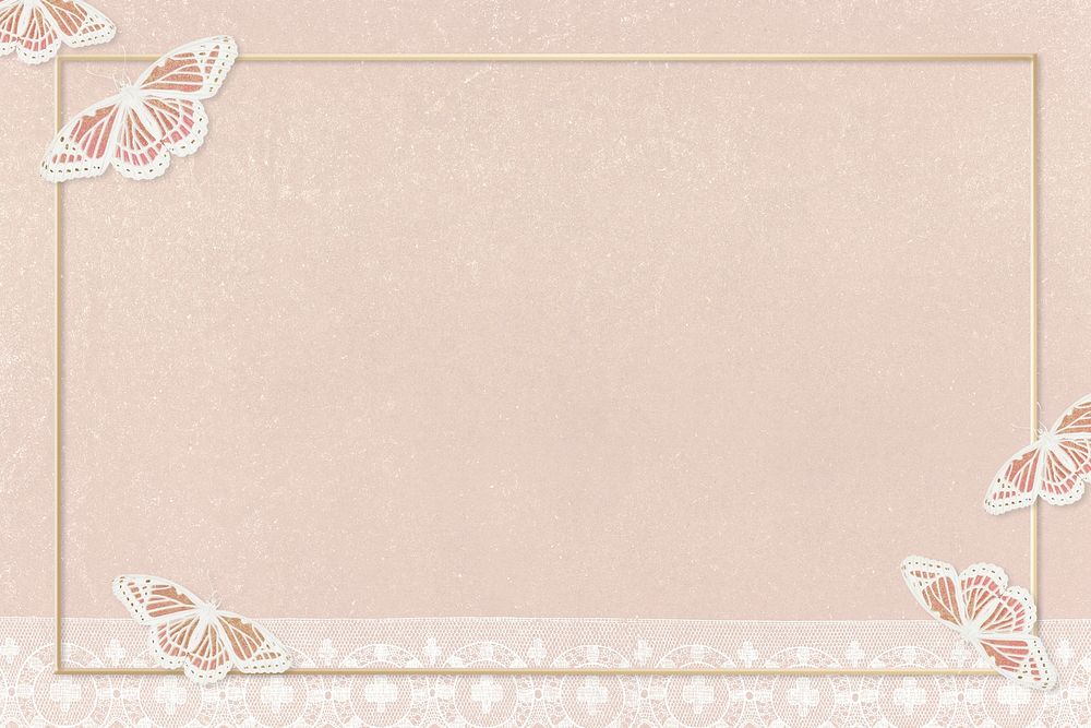 Rectangle frame with butterflies design element