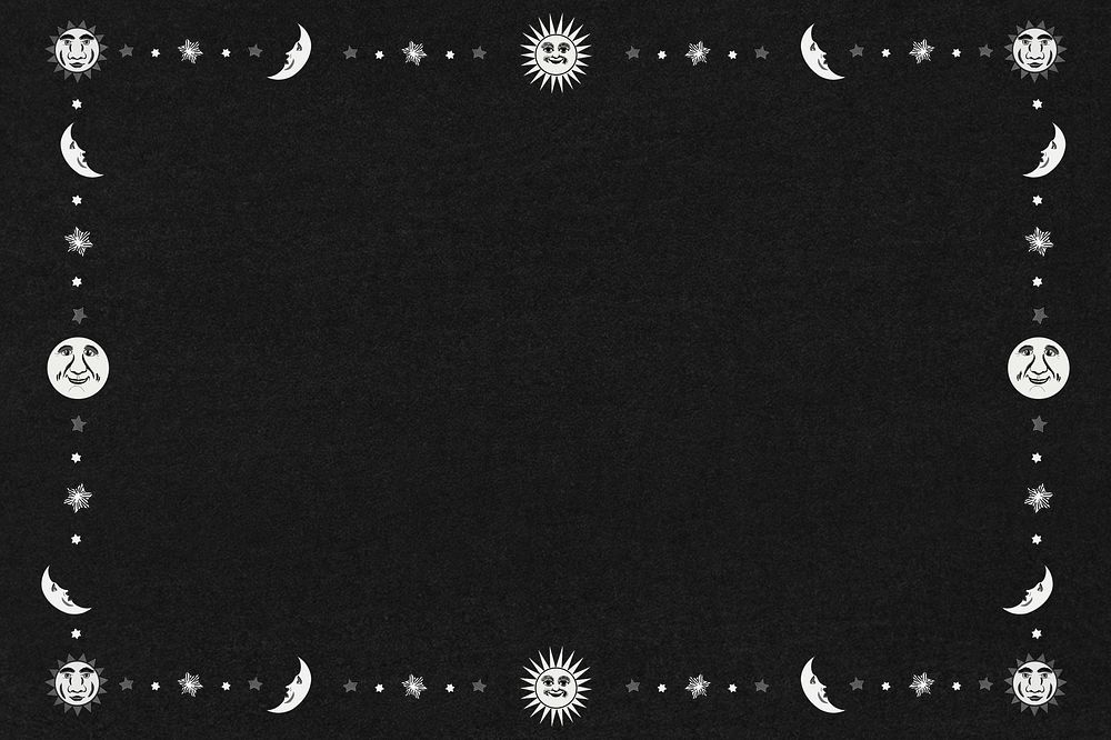Celestial frame on black background design element