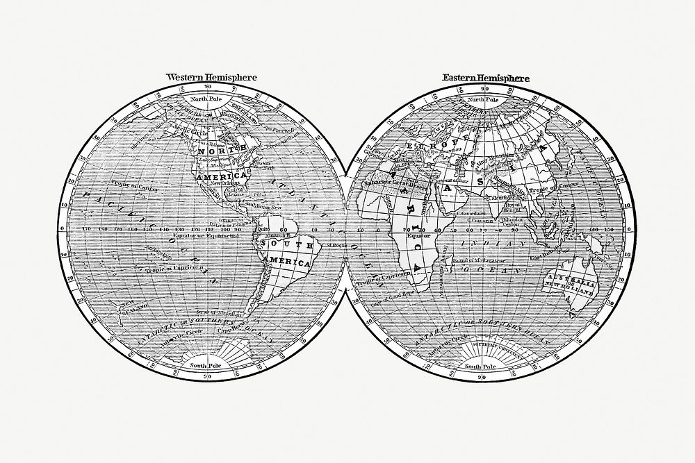 World map from A System of Geography, for the use of Schools (1860) published by Sidney Edwards Morse. Original from the…