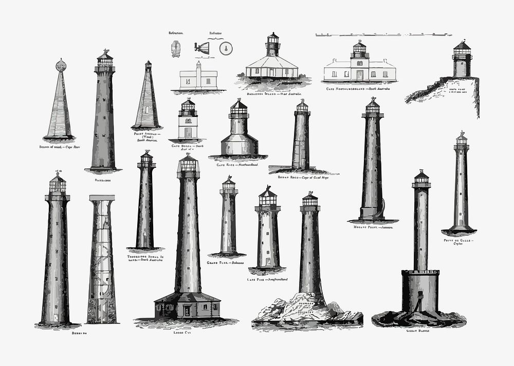 Vintage lighthouses illustration vector