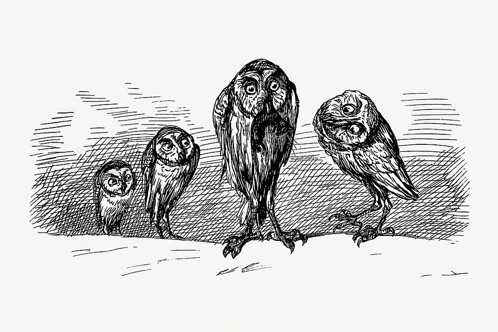 Drawing of owls