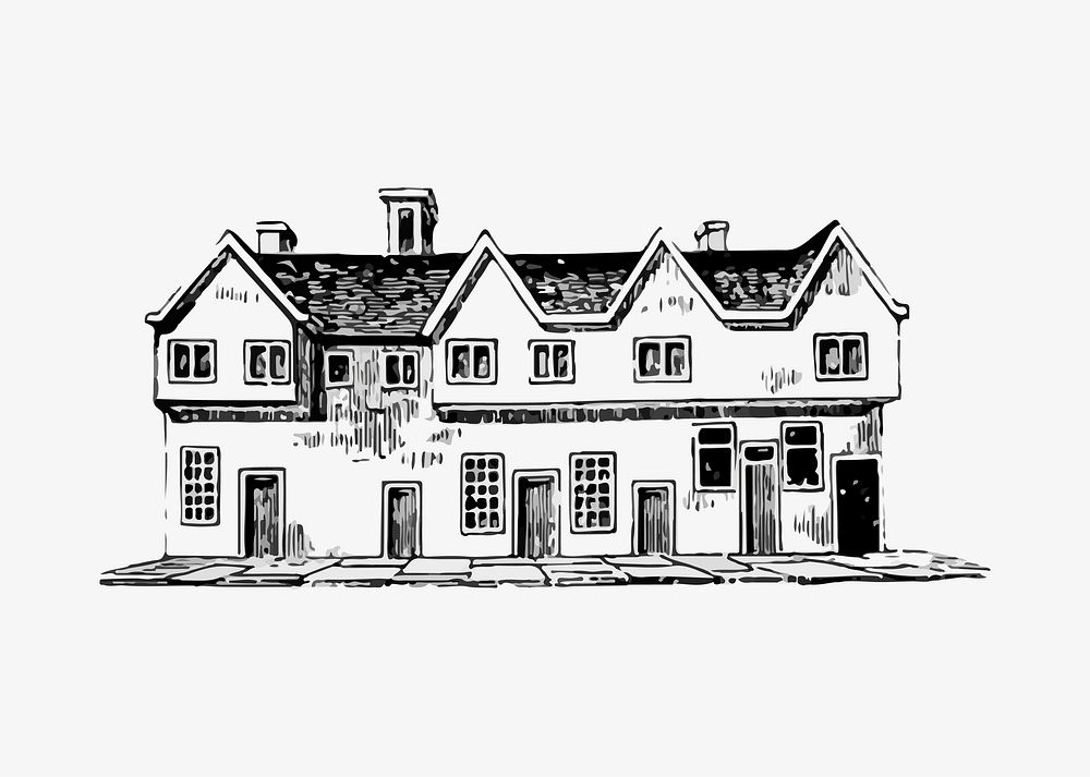 Old British architecture illustration