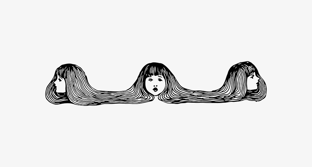 Creepy girl heads illustration vector