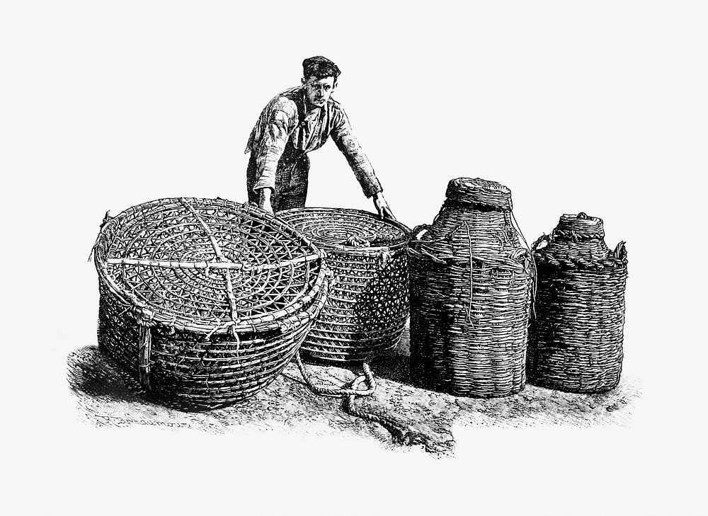 Fisherman from The Balearic Islands illustrated by Louis Salvator (1897). Original from the British Library. Digitally…