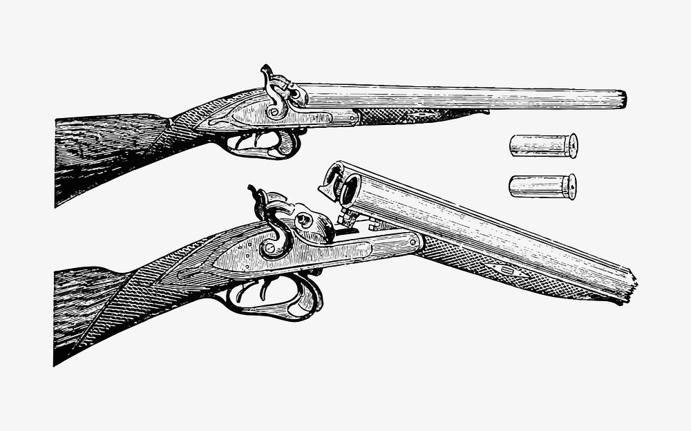 Two vintage shotguns illustration vector