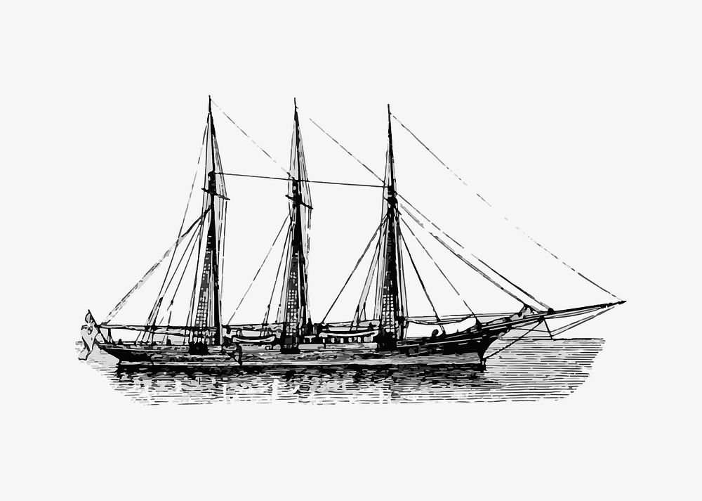 Vintage ship illustration vector