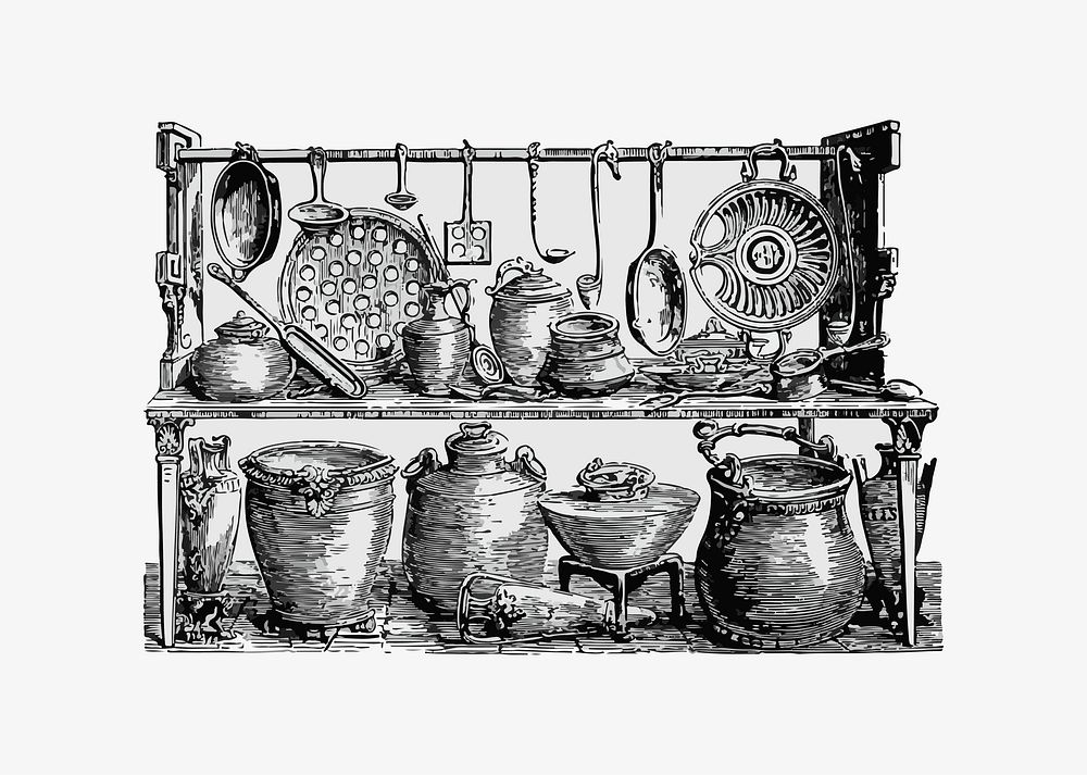 Cooking utensils from Pompeii illustration vector