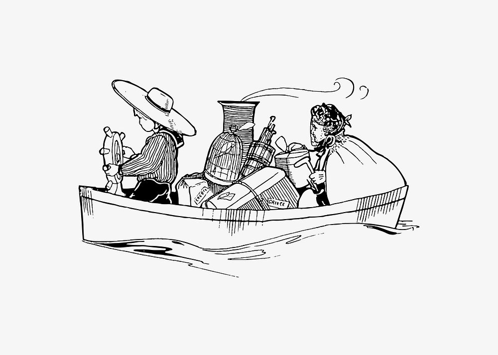 Travelers on a boat illustration vector