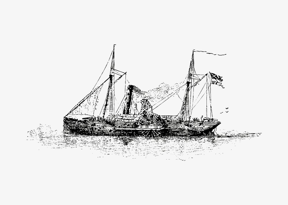 Vintage shipwreck illustration vector
