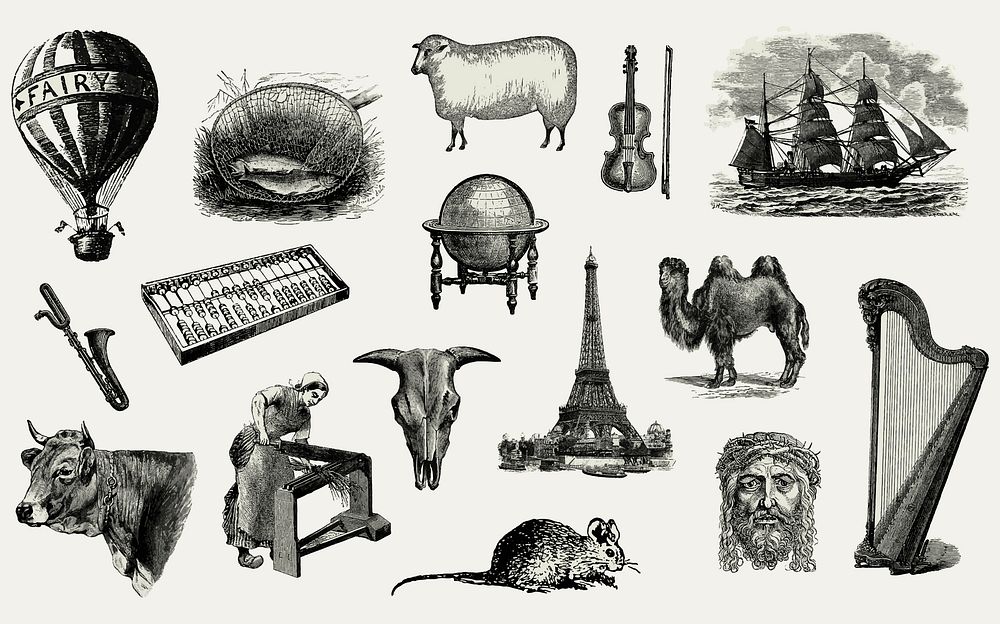 Collection of vintage European style vector