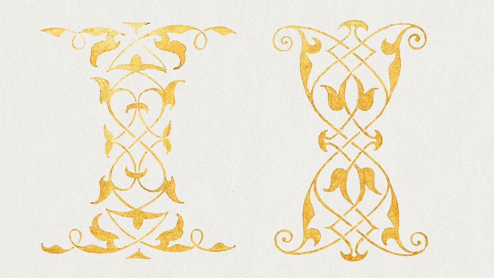 Gold victorian decorative element psd 