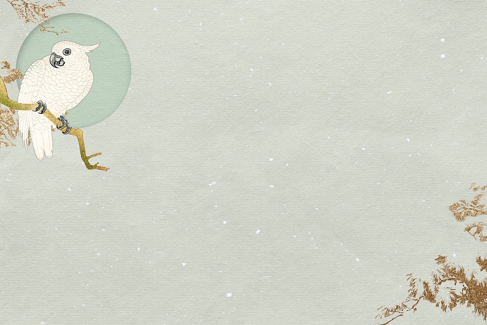 White cockatoo bird on a branch background illustration